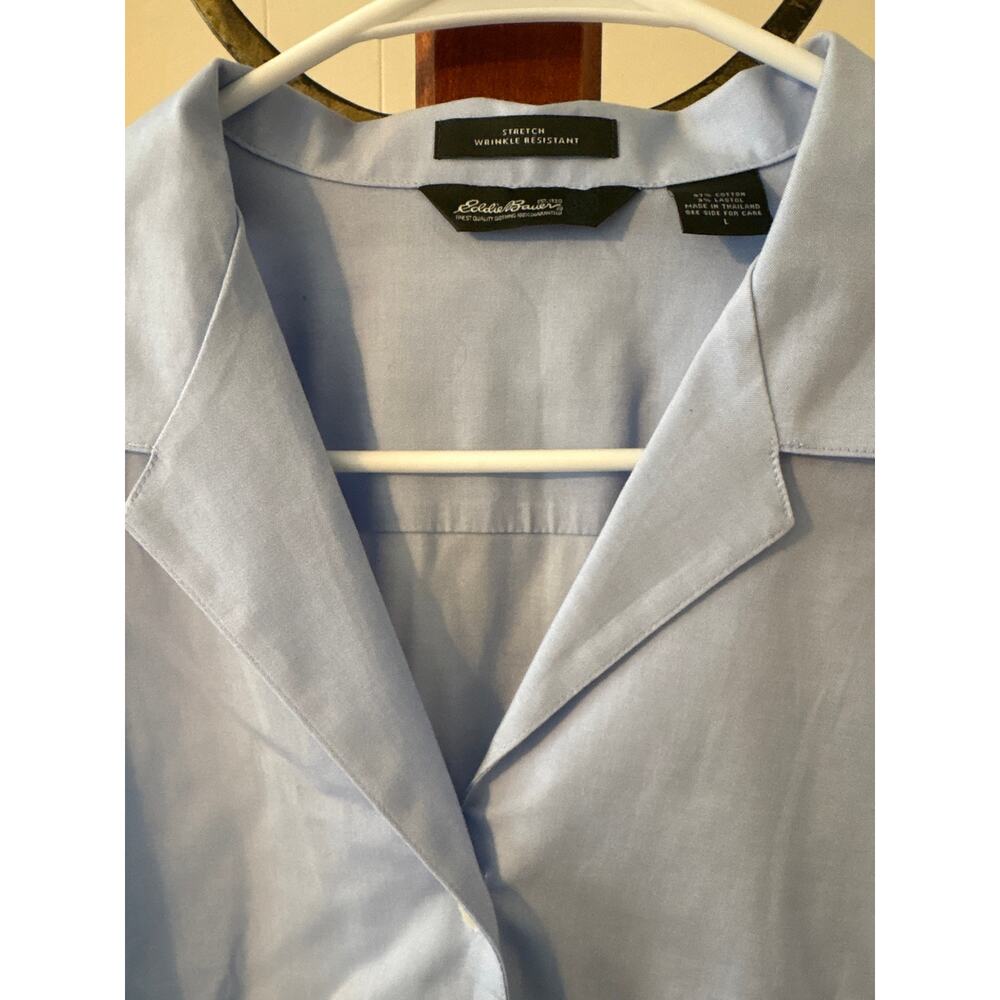 Land’s End Blue 2/4 length sleeve Shirt Sz Large NWOT - Picture 2 of 7